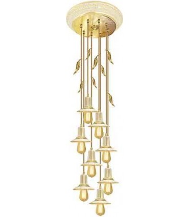 Потолочная люстра из латуни с ретро лампой EDISON (FDRETRO-E2740) FEDE PALERMO II, gold white patina FD1189COP