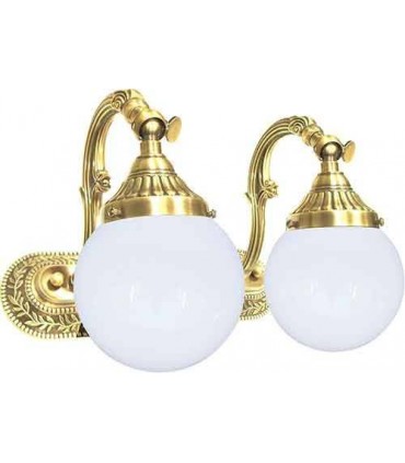 Двойной настенный светильник из латуни с плафоном FEDE SAN MARINO I, bright gold FD1162SOB