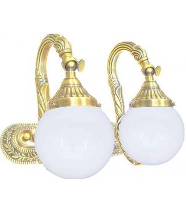 Двойной настенный светильник из латуни с плафоном FEDE SAN MARINO II, bright gold FD1186SOB