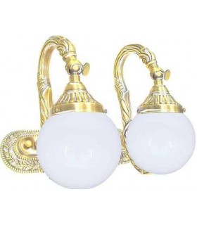 Двойной настенный светильник из латуни с плафоном FEDE SAN MARINO II, gold white patina FD1186SOP