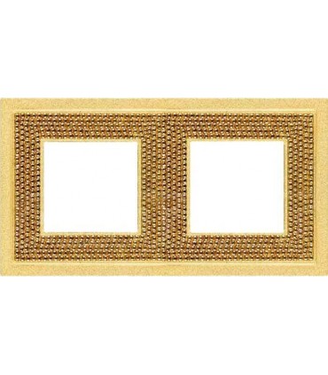 Рамка на 2 поста гор/верт FEDE Crystal De Luxe Art, real gold FD01292OR