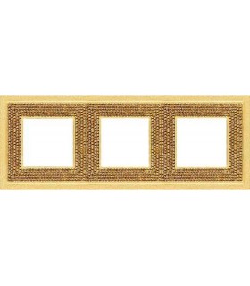 Рамка на 3 поста гор/верт FEDE Crystal De Luxe Art, real gold FD01293OR