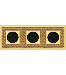 Рамка на 3 поста гор/верт FEDE Crystal De Luxe Art, real gold FD01293OR