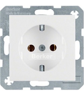 Штепсельная розетка SCHUKO Berker S.1/B.1/B.3/B.7 Glas, полярная белизна, матовый 47431909