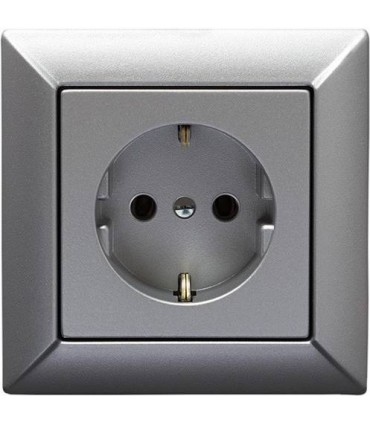 Розетка в сборе Jung ECO Profi Deco, алюминий EPD481AL/EP421AL