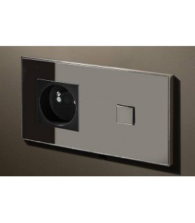 Выключатель двухкнопочный (в двойной рамке) в сборе Lithoss Select, Chrome Ni313108