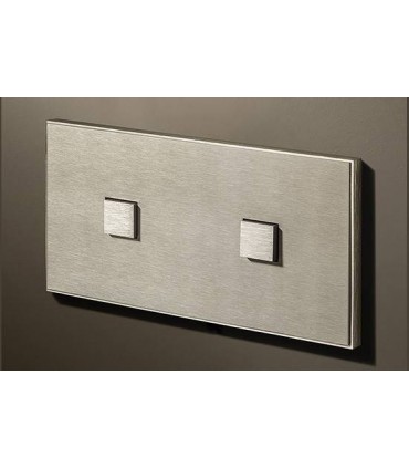 Выключатель двухкнопочный (в двойной рамке) в сборе Lithoss Select, Stainless steel Ni313101