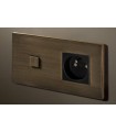 Выключатель однокнопочный с розеткой в сборе (в двойной рамке) Lithoss Select, Bronze antique NF310A17
