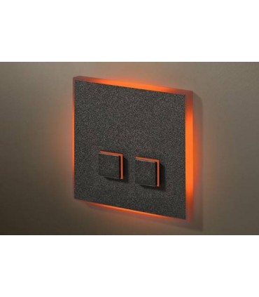 Выключатель двухкнопочный с оранжевой подсветкой в сборе Lithoss Illume, Textured Black Il8214