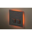 Выключатель двухкнопочный с оранжевой подсветкой в сборе Lithoss Illume, Textured Black Il8214