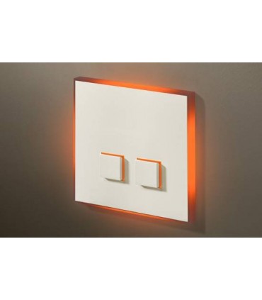 Выключатель двухкнопочный с оранжевой подсветкой в сборе Lithoss Illume, Matt white Il8202