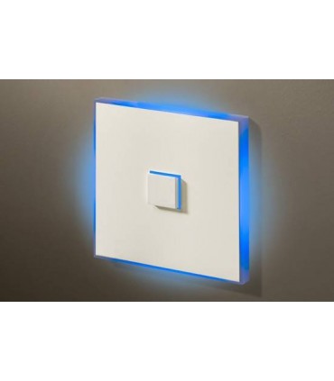 Выключатель однокнопочный с синей подсветкой в сборе Lithoss Illume, Matt white IlE102