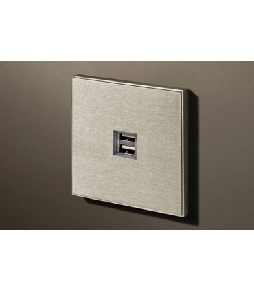 Двойная USB розетка в сборе Lithoss Void, Stainless steel Vo0U01