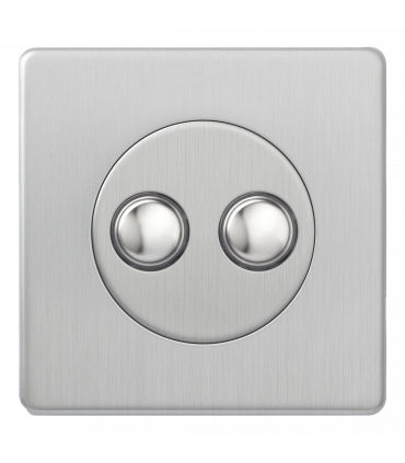 Двухкнопочный выключатель с 2-х мест 6А, Varilight Varigrid, Brushed Steel Z1EGTP2S