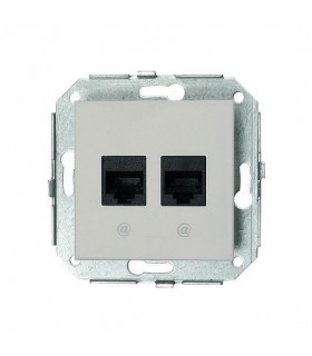 Fontini F37 Компьютерная розетка, 8 контактов, 6 кат. 2-х местная металлик 37707502