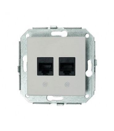 Fontini F37 Компьютерная розетка, 8 контактов, 6 кат. 2-х местная металлик 37707502