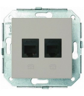 Fontini F37 Телефонная розетка, 6 контактов, 2-х местная металлик 37706502