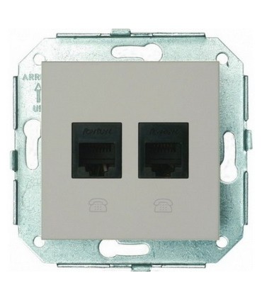 Fontini F37 Телефонная розетка, 6 контактов, 2-х местная металлик 37706502