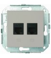 Fontini F37 Телефонная розетка, 6 контактов, 2-х местная металлик 37706502
