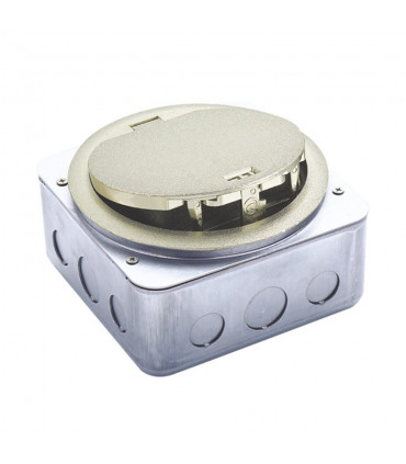 Лючок в пол 4 мод. (2 мод. 45х45 мм.), серебро, круглый, металл, IP65 {PRODUCT_REFERENCE}