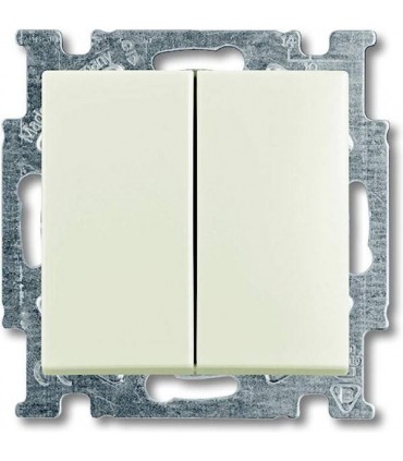 Переключатель двухклавишный﻿ проходной (с 2-х мест)﻿ ABB Basic 55, слоновая кость 1012-0-2151