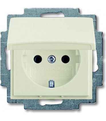 Розетка с заземлением с крышкой ABB Basic 55, слоновая кость 2018-0-0351