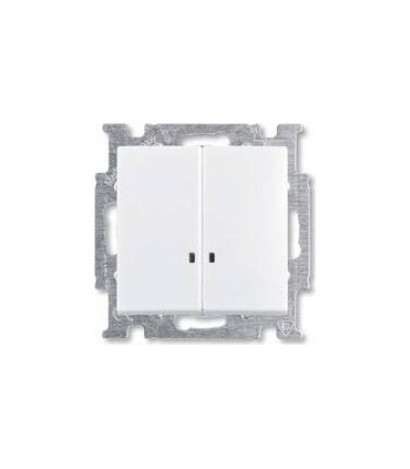 Выключатель двухклавишный с индикацией﻿ ABB Basic 55, белый 1012-0-2154
