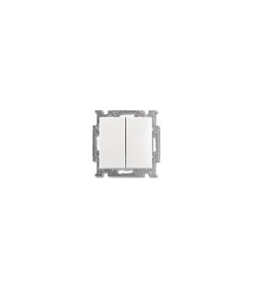 Переключатель двухклавишный﻿ проходной (с 2-х мест)﻿ ABB Basic 55, белый 1012-0-2144