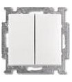 Переключатель двухклавишный﻿ проходной (с 2-х мест)﻿ ABB Basic 55, белый 1012-0-2144