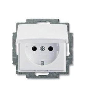 Розетка с заземлением с крышкой ABB Basic 55, белый 2018-0-0350