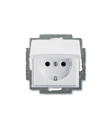 Розетка с заземлением с крышкой ABB Basic 55, белый 2018-0-0350