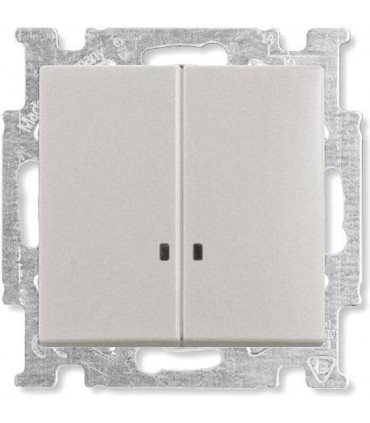 Выключатель двухклавишный с индикацией﻿ ABB Basic 55, шампань/металлик 1012-0-2168
