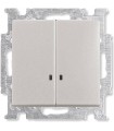 Выключатель двухклавишный с индикацией﻿ ABB Basic 55, шампань/металлик 1012-0-2168