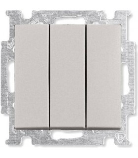 Выключатель трехклавишный﻿ ABB Basic 55, шампань/металлик 1012-0-2163