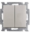 Переключатель двухклавишный﻿ проходной (с 2-х мест)﻿ ABB Basic 55, шампань/металлик 1012-0-2171