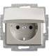 Розетка с заземлением с крышкой ABB Basic 55, шампань/металлик 2018-0-1498