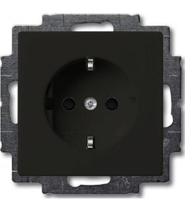 Розетка с заземлением с защитными шторками﻿ ABB Basic 55, шато 2013-0-5338