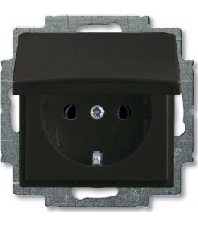 Розетка с заземлением с крышкой ABB Basic 55, шато 2018-0-1499