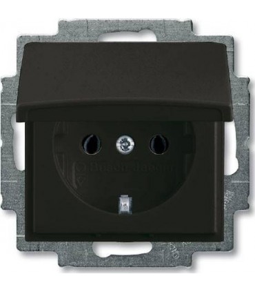 Розетка с заземлением с крышкой ABB Basic 55, шато 2018-0-1499