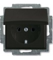 Розетка с заземлением с крышкой ABB Basic 55, шато 2018-0-1499