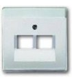Накладка двойной телефонной розетки ABB Pure, сталь 1803-02-866