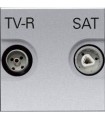 Розетка TV/R-SAT, единственная (2 мод﻿уля) ABB Niessen Zenit, серебро N2251.3 PL
