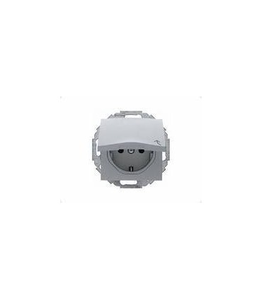 Штепсельная розетка SCHUKO с откидной крышкой Berker S.1/B.7, алюминий матовый 47441404