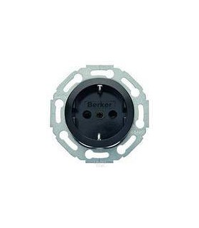 Штепсельная розетка 2к+з SCHUKO с защитными шторками Berker R.1/R.3, черный 47232045