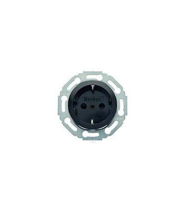 Штепсельная розетка 2к+з SCHUKO с защитными шторками Berker R.1/R.3, черный 47232045