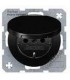 Штепсельная розетка 2к+з SCHUKO с защитной крышкой Berker R.1/R.3, черный 47512045