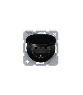 Штепсельная розетка 2к+з SCHUKO с защитной крышкой Berker R.1/R.3, черный 47512045