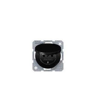 Штепсельная розетка 2к+з SCHUKO с защитной крышкой Berker R.1/R.3, черный 47512045
