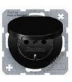 Штепсельная розетка 2к+з SCHUKO с защитной крышкой Berker R.1/R.3, черный 47512045