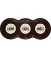 Поворотный выключатель Fontini Venezia Toscana 3-ая рамка орех, накладка белый-золото 38803202